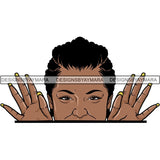 Afro Woman Peeking Peek-a-Boo I see You Melanin Pretty Half Face PNG File For Print Not For Cutting