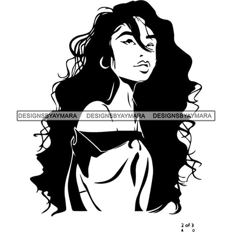 Afro Woman Kinky Hairstyle African American Beautiful Black Woman SVG Files For Cutting and More.
