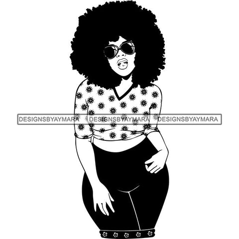Afro Woman Kinky Hairstyle African American Beautiful Black Woman SVG Files For Cutting and More.