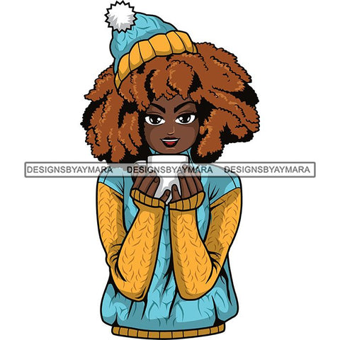 Afro Lola Christmas Winter Hot Coffee Cocoa Mood .SVG Cutting Files For Silhouette and Cricut and More!