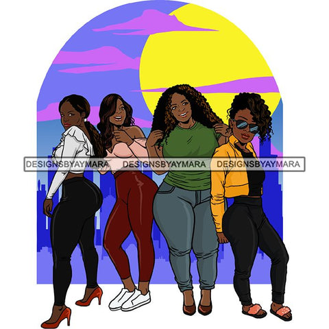 Friends Hanging Out Together Shopping Traveling Vacation Fun Buddy Sisters Girlfriends Women SVG Cutting Files