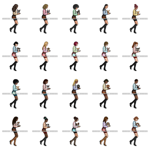 Bundle 20 African American Woman Dog Breed Boston Terrier Pet Animal Best Friend Mascot Goddess SVG Cutting Files