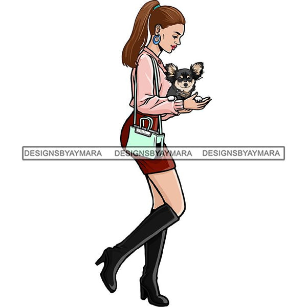 Beautiful Woman Dod Breed Chihuahua Pet Animal Best Friend Mascot Goddess SVG Cutting Files