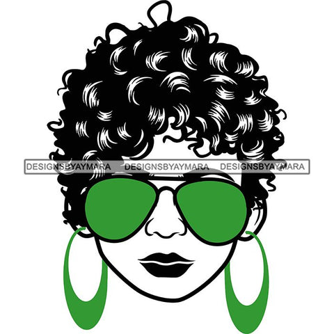 Afro Lola Boss Lady Dope Diva Glamour Wearing Glasses Accesories .SVG Cut Files