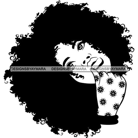 Afro Woman Kinky Hairstyle African American Beautiful Black Woman SVG Files For Cutting and More.