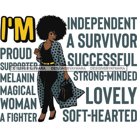 Afro Woman I'm Successful Quotes SVG Files For Cutting and More!