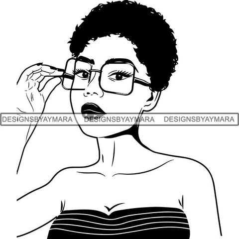 Beautiful Afro Woman Unique Designs In Black and White SVG Cutting Files For Silhouette Cricut and More