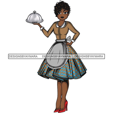 Afro Chef Lola Cooker Cooking Culinary Profession .SVG Clipart Vector Cutting Files For Circuit Silhouette Cricut and More!