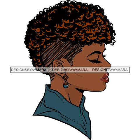 Afro Woman Short Haircut Curly Hairstyle Fashion Makeup Glamour SVG Files For Cutting and More!