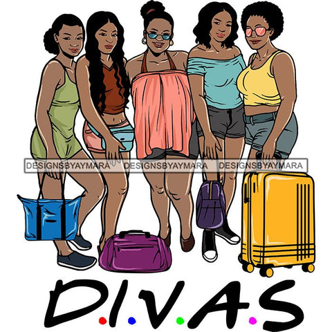 Ladies Getaway Vacation Trip Flight Travel Adventure Best Friends Journey Together Sisters Divas Melanin Girlfriends SVG Files For Cutting and More!