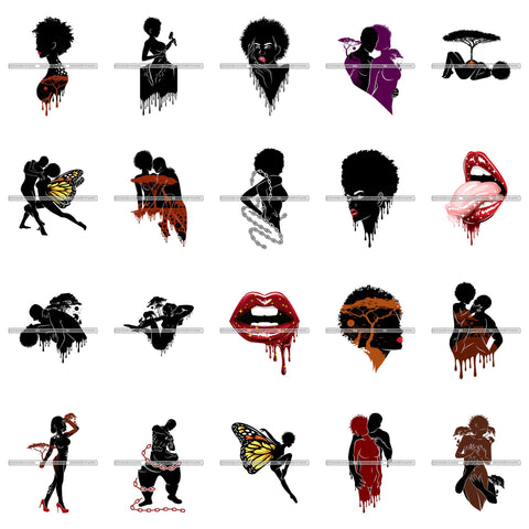 Bundle 20 Sensual African Erotic Goddess Safari Savanna Africa Exotic Nature SVG Cutting Files.