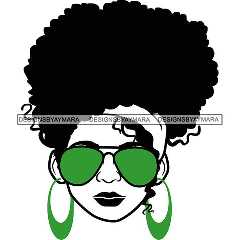 Afro Lola Boss Lady Dope Diva Glamour Wearing Glasses Accesories .SVG Cut Files