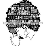 Afro Strong Woman Praying Independent Proud Roots Hair Life Quotes SVG Cutting Files