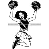 Afro Cheerleader Woman SVG Cutting Files For Silhouette Cricut and More