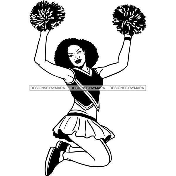 Afro Cheerleader Woman SVG Cutting Files For Silhouette Cricut and More