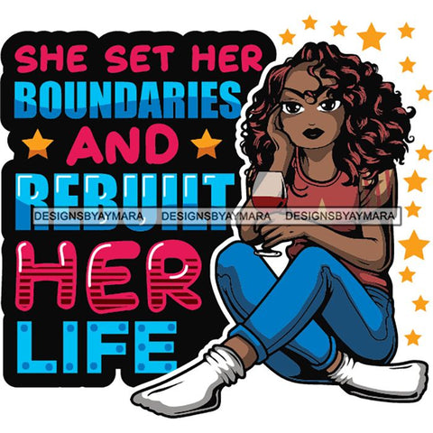 Afro Lola Drinking Wine Life Quotes .SVG Cutting Files For Silhouette and Cricut and More!