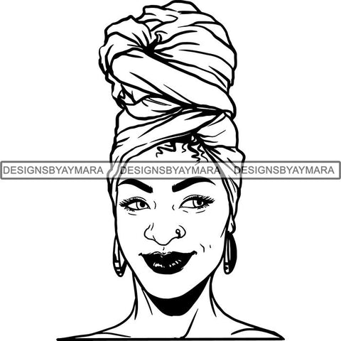 Afro Woman SVG Turban Head Wrap Cutting Files For Silhouette Cricut and More