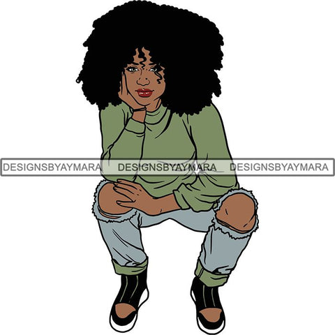 Afro Independent Successful Woman SVG Cutting Files For Silhouette Cricut and More