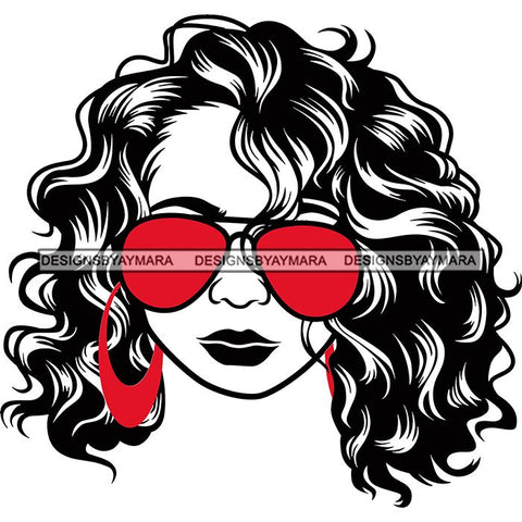 Afro Lola Boss Lady Dope Diva Glamour Wearing Glasses Accesories .SVG Cut Files