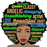 Afro Pretty Woman Hair Quotes Words Letters Lady Female Qualities SVG Files For Cutting and More!
