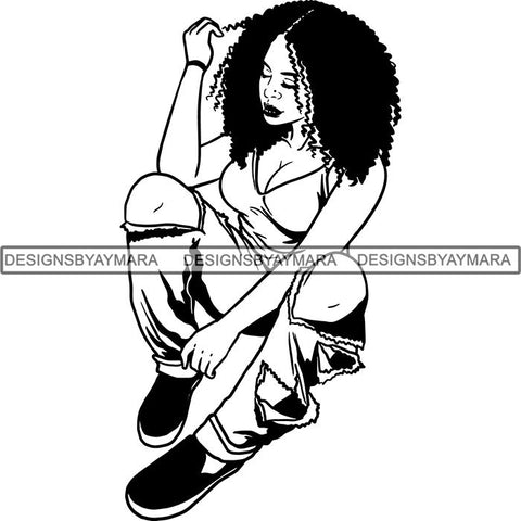 Afro Independent Successful Woman SVG Cutting Files For Silhouette Cricut and More