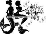 Afro Black Woman Mermaid Aquatic Creature  SVG Cutting File For Silhouette and Cricut
