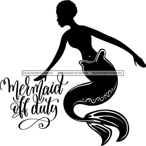 Afro Black Woman Mermaid Aquatic Creature  SVG Cutting File For Silhouette and Cricut