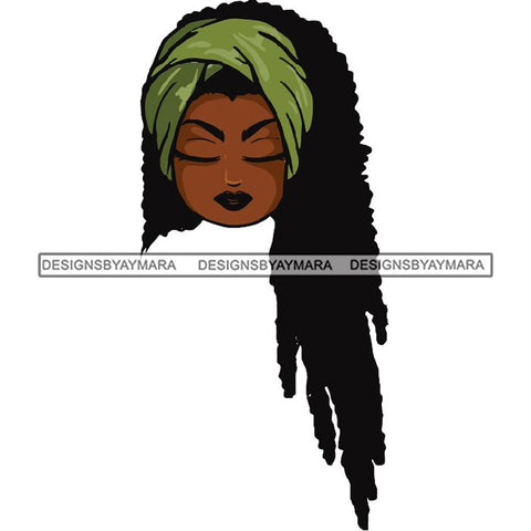 Afro Lola Cute Closed Up Face Eyes Close Meditation .SVG Clipart Vector Cutting Files
