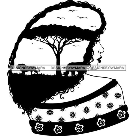 African American Woman Goddess Safari Savanna Africa Continent SVG Files For Cutting and More!