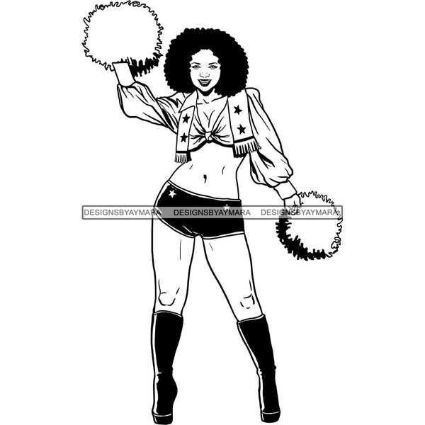 Afro Cheerleader Woman SVG Cutting Files For Silhouette Cricut and More