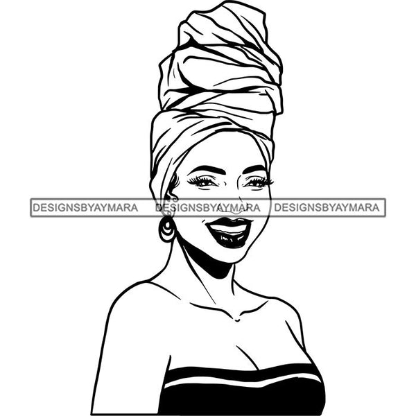 Afro Nubian Melanin Popping Kinky Hair Turban Beautiful African American Woman SVG Cutting Files