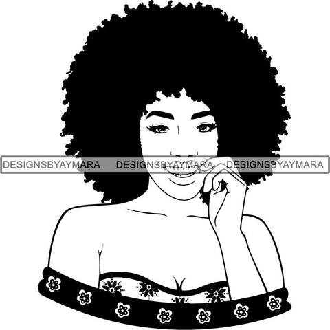 Beautiful Afro Woman Unique Designs In Black and White SVG Cutting Files For Silhouette Cricut and More