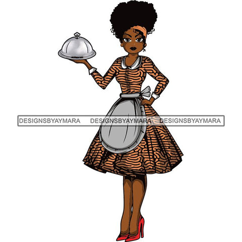Afro Chef Lola Cooker Cooking Culinary Profession .SVG Clipart Vector Cutting Files For Circuit Silhouette Cricut and More!