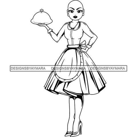 Afro Chef Lola Cooker Cooking Culinary Profession .SVG Clipart Vector Cutting Files For Circuit Silhouette Cricut and More!