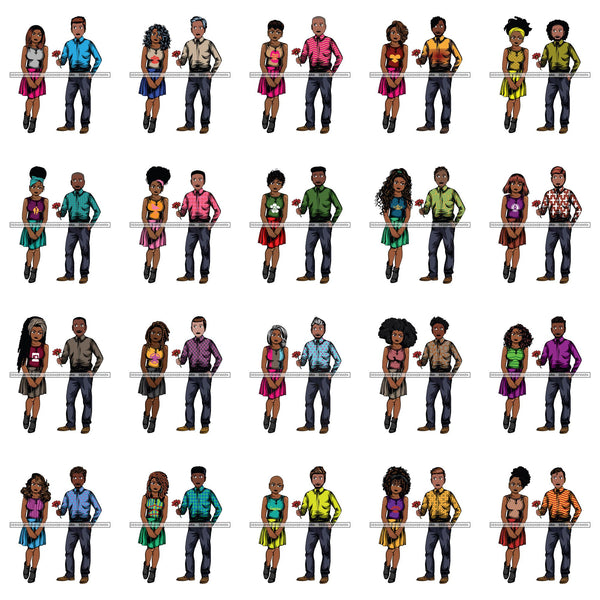 Bundle 20 Be My Valentine Lola and Nano Couple Loving True Love Boyfriend Girlfriend Flowers SVG Files For Cutting