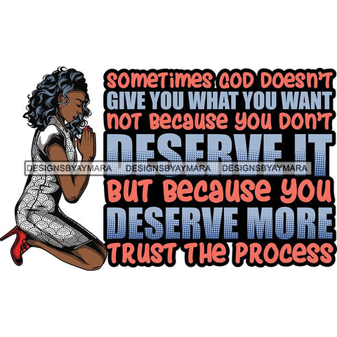 Afro Lola Kneeling Praying God Lord Faith Quotes .SVG Vector Clipart Cutting Files For Silhouette Cricut and More!