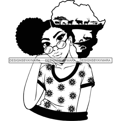 African American Woman Goddess Safari Savanna Africa Continent SVG Files For Cutting and More!