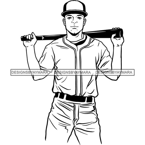 Baseball Attractive Man Bearded Hipster Model Fashion Male Guy Stylish Mustache Close-up Sexy Macho Manly SVG Files For Cutting