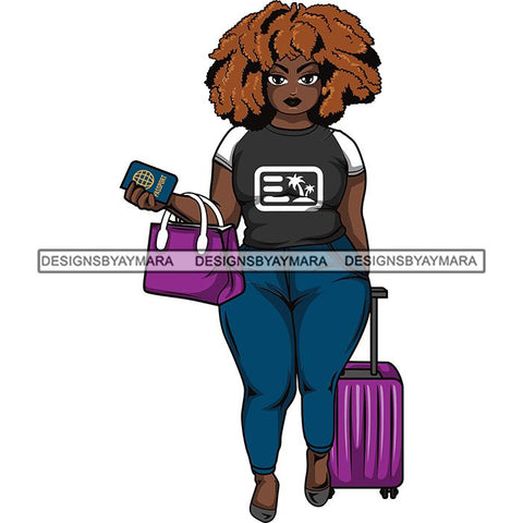 Afro Thick Curvy Lola Trip Vacation Mode Getaway .SVG Cutting Files For Silhouette and Cricut and More!