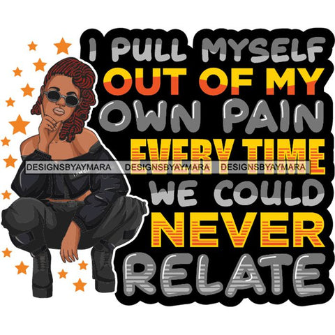 Afro Lola Squatting Bad Ass Life Quotes Confident Lady .SVG Clipart Vector Cutting Files