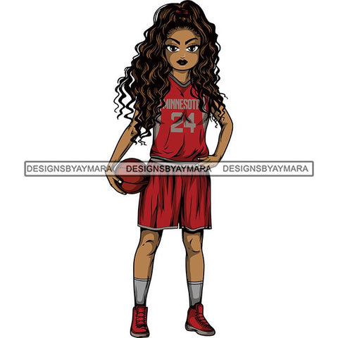 Afro Lola Basketball Player Sport Woman SVG Clipart Vector Cutting Cut Files