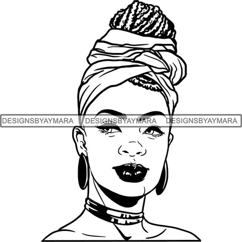 Afro Woman SVG Turban Head Wrap Cutting Files For Silhouette Cricut and More