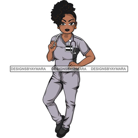 Afro Lola Nurse Medical Occupation SVG Cutting Files For Cricut Silhouette and More