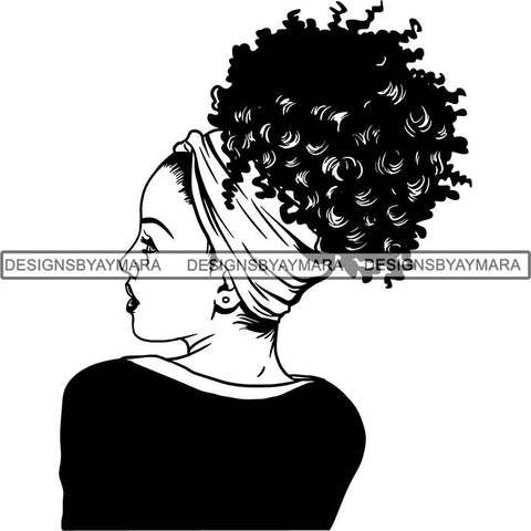 Beautiful Woman Turban Head Wrap Hairstyle SVG Files For Cutting and More!