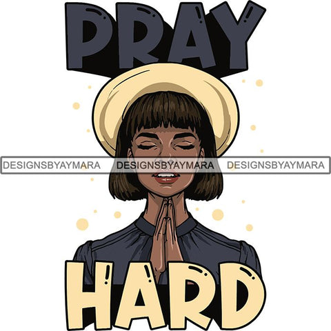 Afro Woman Praying God Lord Faith SVG Cutting Files For Silhouette Cricut and More