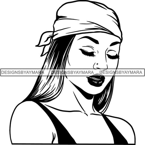 Beautiful Woman Turban Head Wrap Hairstyle SVG Files For Cutting and More!