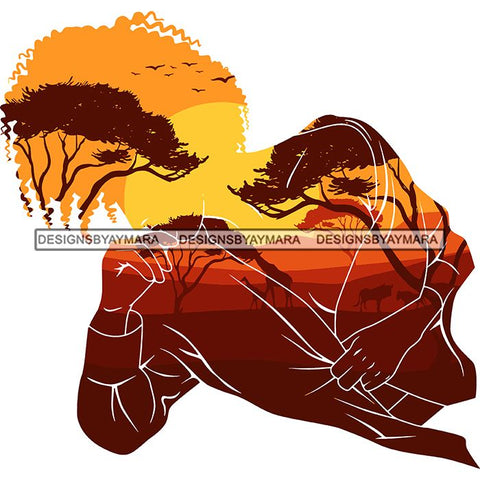 Sensual African Artwork Proud Roots Goddess Safari Savanna Africa Continent Exotic Environment  SVG Files For Cutting and More!