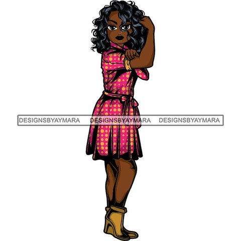 Afro Strong Lola Flexing We Can Do It Woman Power .SVG Cutting Files For Silhouette Cricut and More!