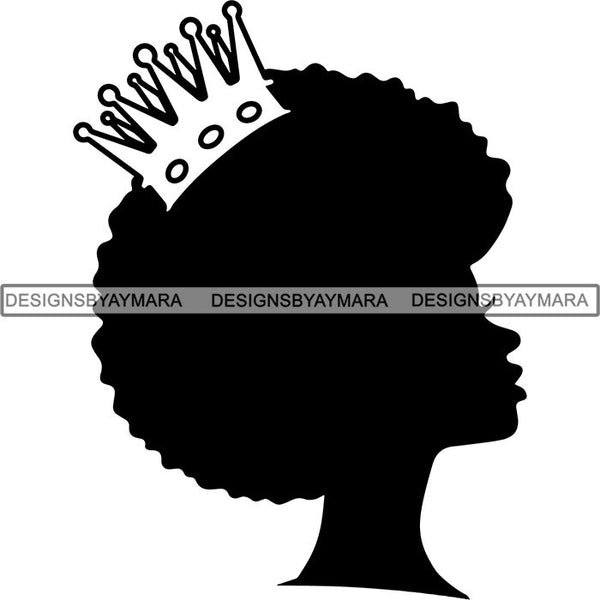 Black Afro Queen Silhouette Style SVG Cut Files