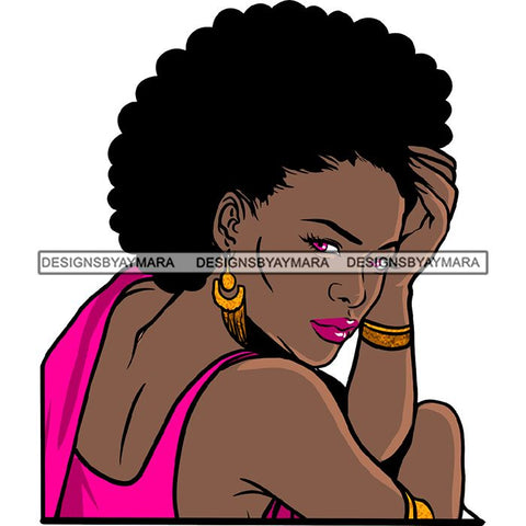Ebony Afro Woman Nubian Melanin Brown Skin Makeup Model Glasses Accesories SVG Cut Files
